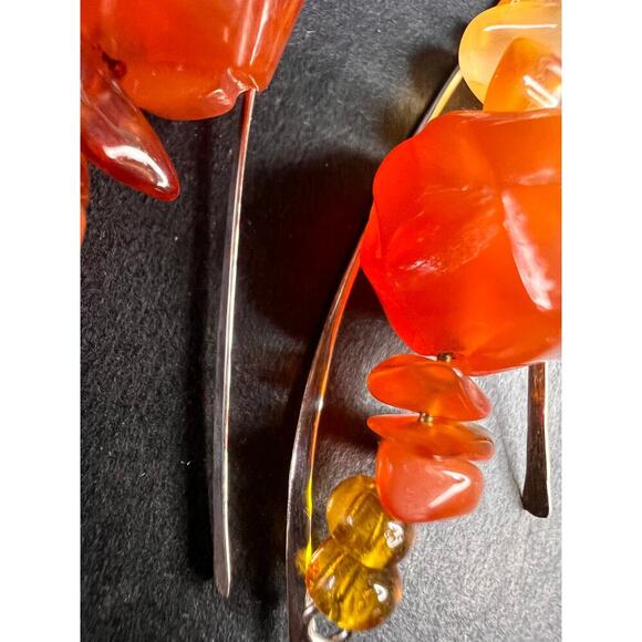 Vintage carnelian sterling silver dangle earrings - Picture 5 of 16